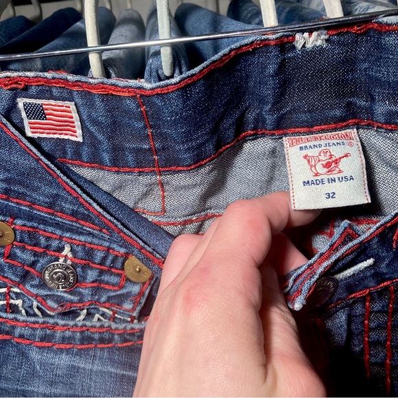 SOLD! Red Stitched Ricky SuperT’s True Religion Size 32x30 as seen on “SEMATARY” - Picture 5 of 6